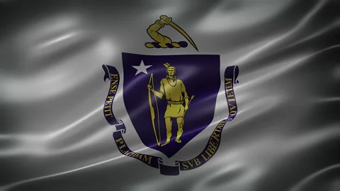 The Commonwealth of Massachusetts Flag, font view, full frame, sleek, Stock Footage 265155982