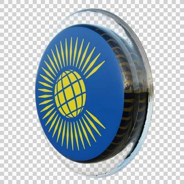 Commonwealth of Nations 3d illustration flag on pole. Wood flagpole Stock Illustration