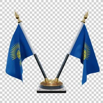 Commonwealth of Nations 3d illustration flag on pole. Wood flagpole Stock-Illustration