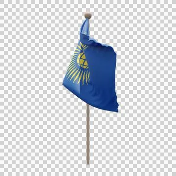 Commonwealth of Nations 3d illustration flag on pole. Wood flagpole Stock Illustration