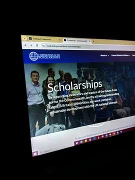 Commonwealth Scholarship website user interface opened on PC Stock Photos