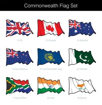 Commonwealth Waving Flag Set Stock Illustration