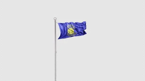 Commonweath Nations   Flag Pole  Animation Include Alpha 3D Rendering Stock-Footage 283121037