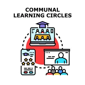 Communal learning circles concept illustrating educational collaboration Stock Illustration