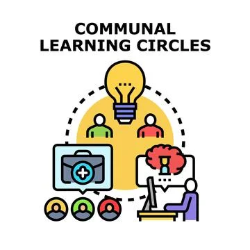 Communal learning circles developing new ideas and knowledge 库存插图