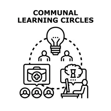 Communal learning circles developing new ideas and knowledge Stockillustratie