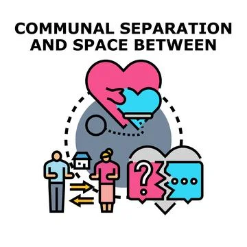 Communal separation creating emotional and communication distance Stock Illustration