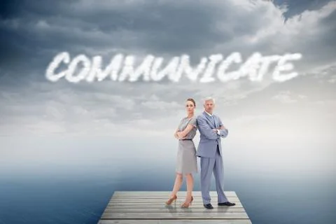 Communicate against cloudy sky over ocean Stock Illustration