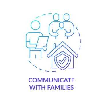 Communicate with families blue gradient concept icon Stock Illustration