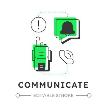 Communicate flat outline concept icon Stock Illustration