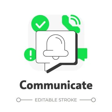 Communicate flat outline concept icon Stock Illustration