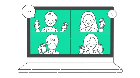 Communicate online. Animation video material. laptop. No background color. 스톡 동영상 150481211