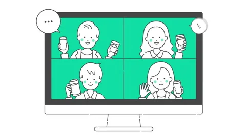 Communicate online. Animation video material. Desktop personal computer. No b 動画素材 150481294