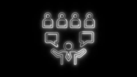Communicate Outline Icon in HD Video Neon Animation Stock Footage 304553443