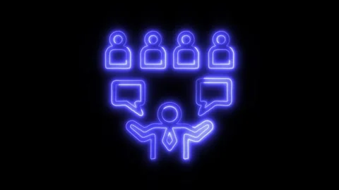 Communicate Outline Icon in HD Video Neon Animation Stock-Footage 304553448