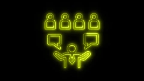 Communicate Outline Icon in HD Video Neon Animation Stock-Footage 304553452