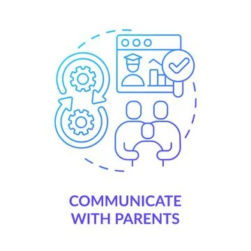 Communicate with parents blue gradient concept icon Stock Illustration