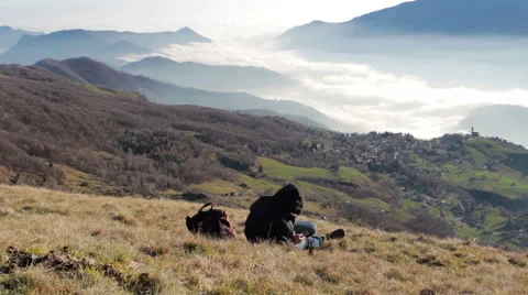 Communicate with people in the mountains Stock Footage 46226094