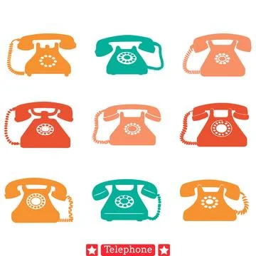 Communicate in Style  Elegant Telephone Vector Silhouettes for Artistic Pro.. Stock Illustration
