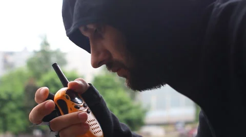 Communicates by radio 2 Stock Footage 30593076