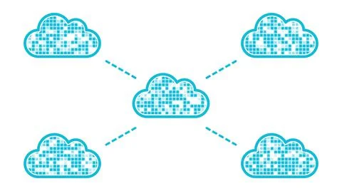 Communicating cloud computing concept illustration Illustration
