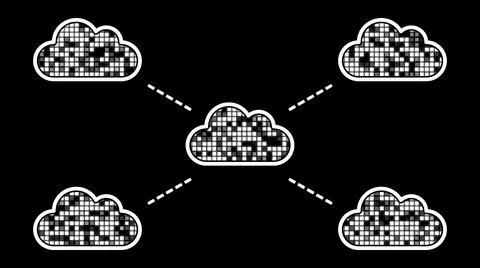 Communicating cloud computing concept illustration Illustration