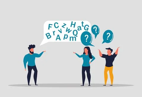 Communicating in complex jargon, talking in technical language. Difficult t.. Stock Illustration