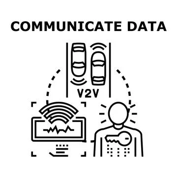 Communicating data connected to human interaction and vehicles Stockillustratie
