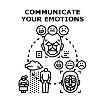 Communicating emotions facial recognition technology concept illustration Stock Illustration