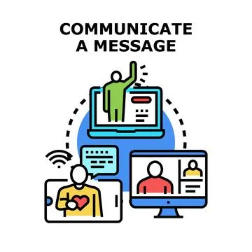 Communicating message online using digital devices concept vector Stock Illustration
