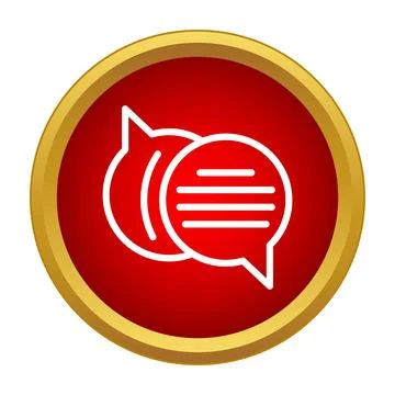 Communicating speech bubbles inside red circle icon design Stock Illustration