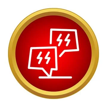 Communicating speech bubbles with quote marks in red circle Stock Illustration