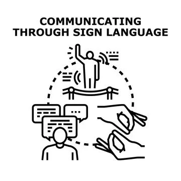 Communicating through sign language, interaction and accessibility concept Stock Illustration