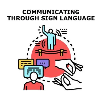 Communicating through sign language, interaction and accessibility concept Stock Illustration