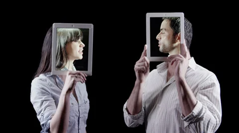 Communicating using touch screen technology. Tablet social media and networking. 動画素材 32720973