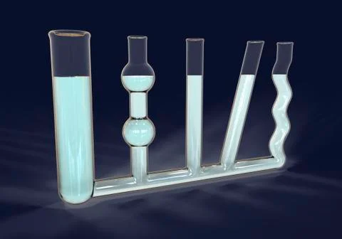 Communicating vessels with colored water Stock Illustration