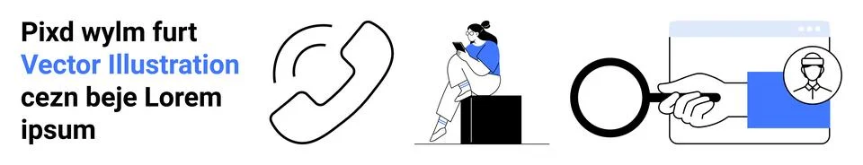 Communication and Analysis Concepts with Call Icon, Person on Smartphone, a.. Stock Illustration
