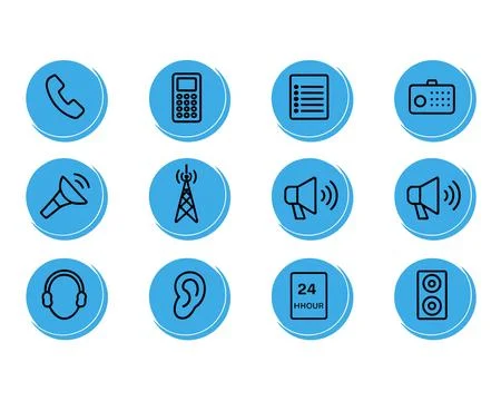 Communication and Audio Vector Icon Bundle for Digital Projects Stock Illustration