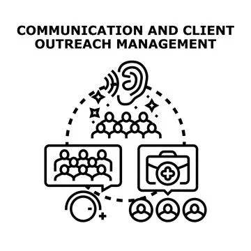 Communication and client outreach management strategy developing Stock Illustration
