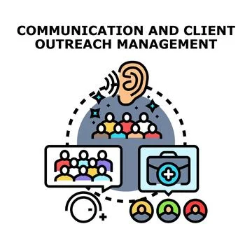Communication and client outreach management strategy developing Stock Illustration