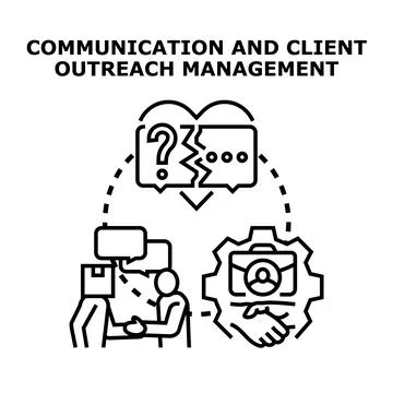 Communication and client outreach management vector concept Stock Illustration
