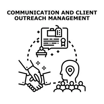 Communication and client outreach management vector illustration Stock Illustration