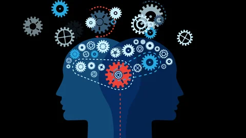 Communication and functioning of the human brain. Black background Stock Footage 251034314