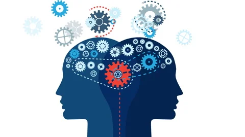 Communication and functioning of the human brain. White background Video stock 251149442