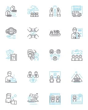 Communication and interaction linear icons set. Dialogue, Connect, Conversate Stock Illustration