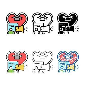 Communication and learning color icon multipack vector 库存插图