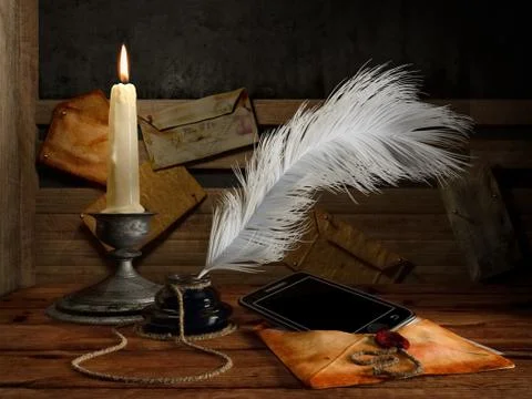 Communication and progress concept background with vintage and modern elements Stock Photos