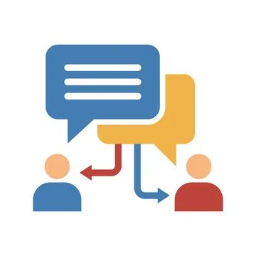 Communication and Social Interaction Vector Icon Featuring Two People and S.. Stock Illustration