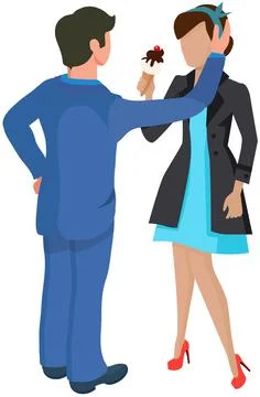 Communication and talking concept, people at date. Young couple woman and man Illustration