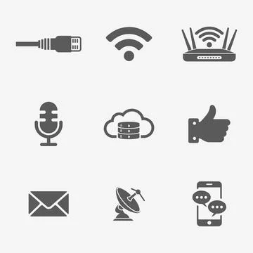 Communication and Technology Icons set. Stock Illustration